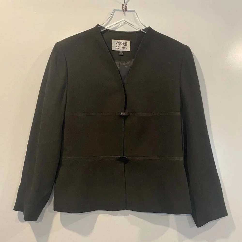 Kasper Petite Green Blazer‎ Jacket Career Womens Size 10P (C)